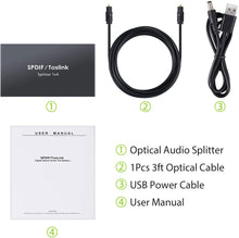 Load image into Gallery viewer, Toslink Digital Optical Audio 1x4 Splitter