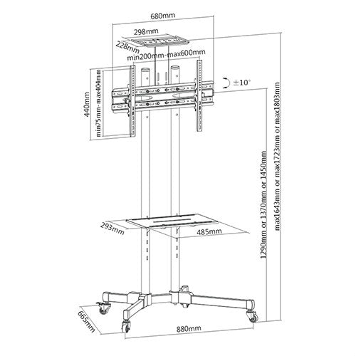 Economy Multifunctional Mobile TV Cart/Trolley with Camera Shelf