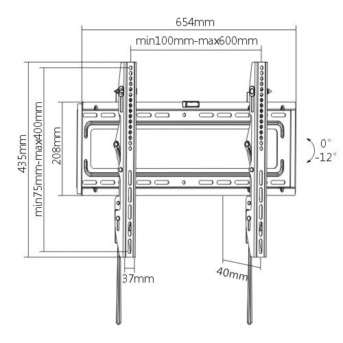 Brateck 40" - 70" Tilt Curved & Flat Panel TV Wall Mount