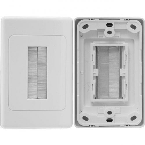 Wall Brush Plate Cable Entry - White